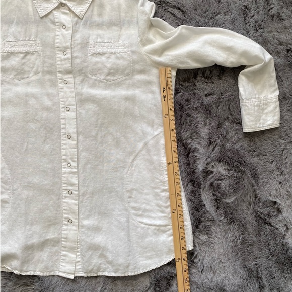 David Brooks White Linen/Cotton Versatile Sleeve Length Shirt/Jacket. Size M - Picture 6 of 10